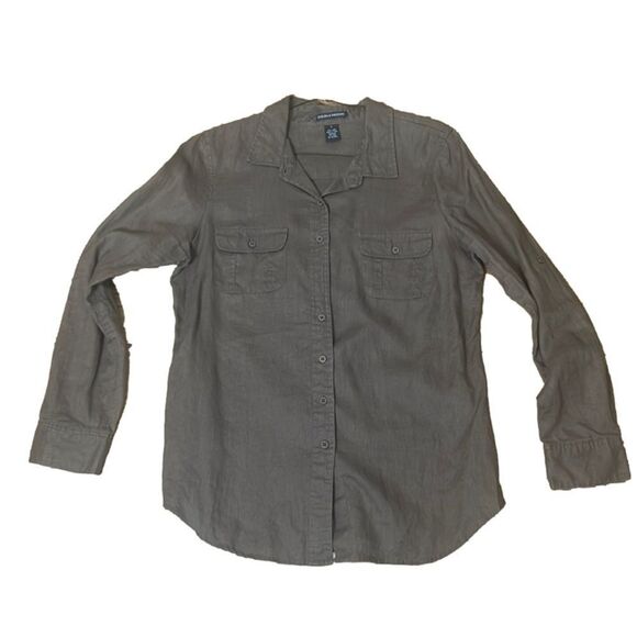 CHELSEA & THEODORE 100% LINEN BUTTON DOWN SHIRT‎ SIZE L - Picture 3 of 11